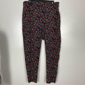 ALC silk floral trouser pants black red floral sz 8